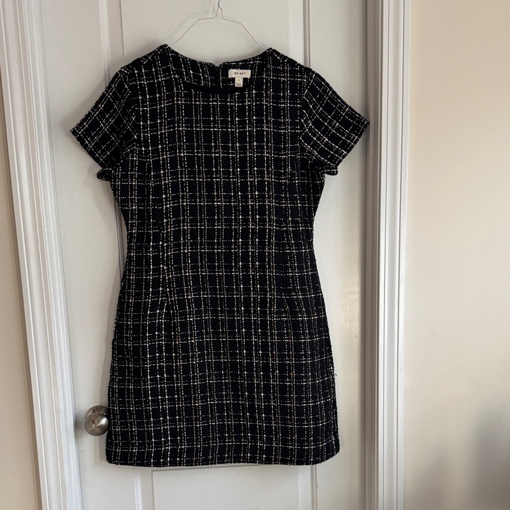 Chic Black and White Checkered Mini Dress